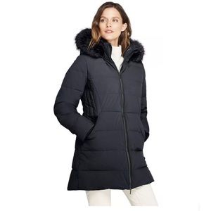 Lands End Stretch Long Down Coat Black M NWT
